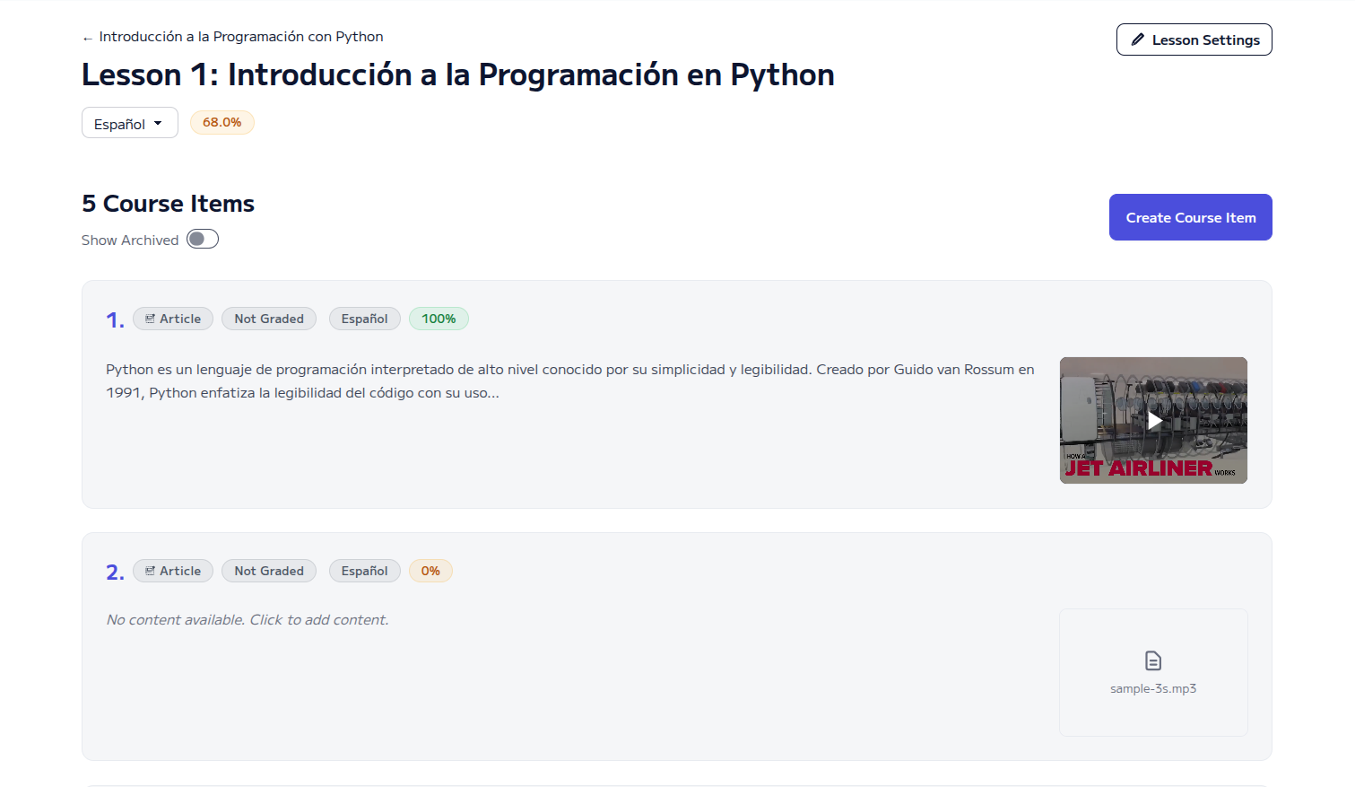 Course Translator Interface